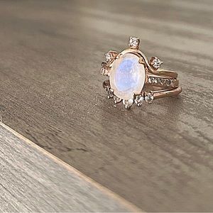 Moonstone Harlow Ring & Wreath Band & Archer Band